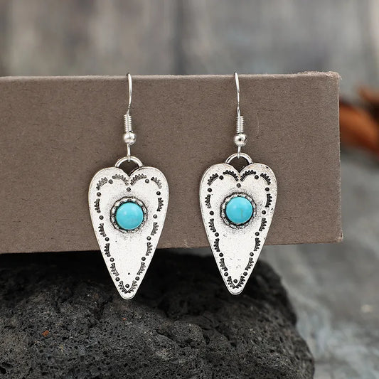 Turquoise Heart Dangle Earrings