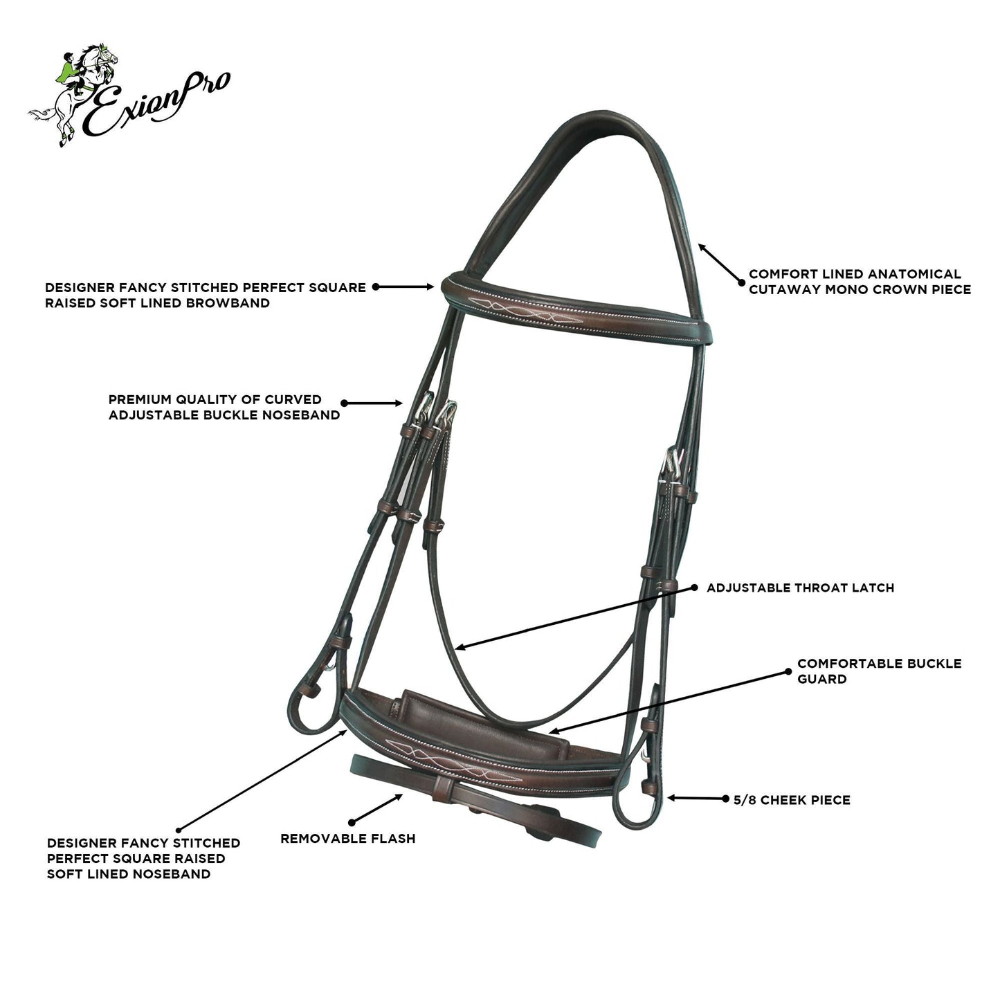 Replacement Crownpiece of ExionPro Designer Fancy Stitched Bridle