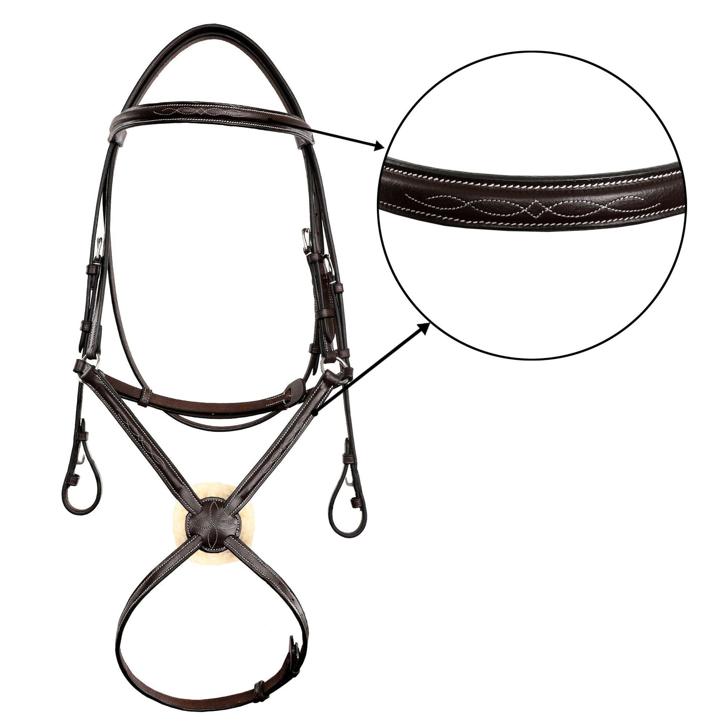ExionPro Affordable Traditional Fancy Raised Figure 8 Bridle With Laced Reins