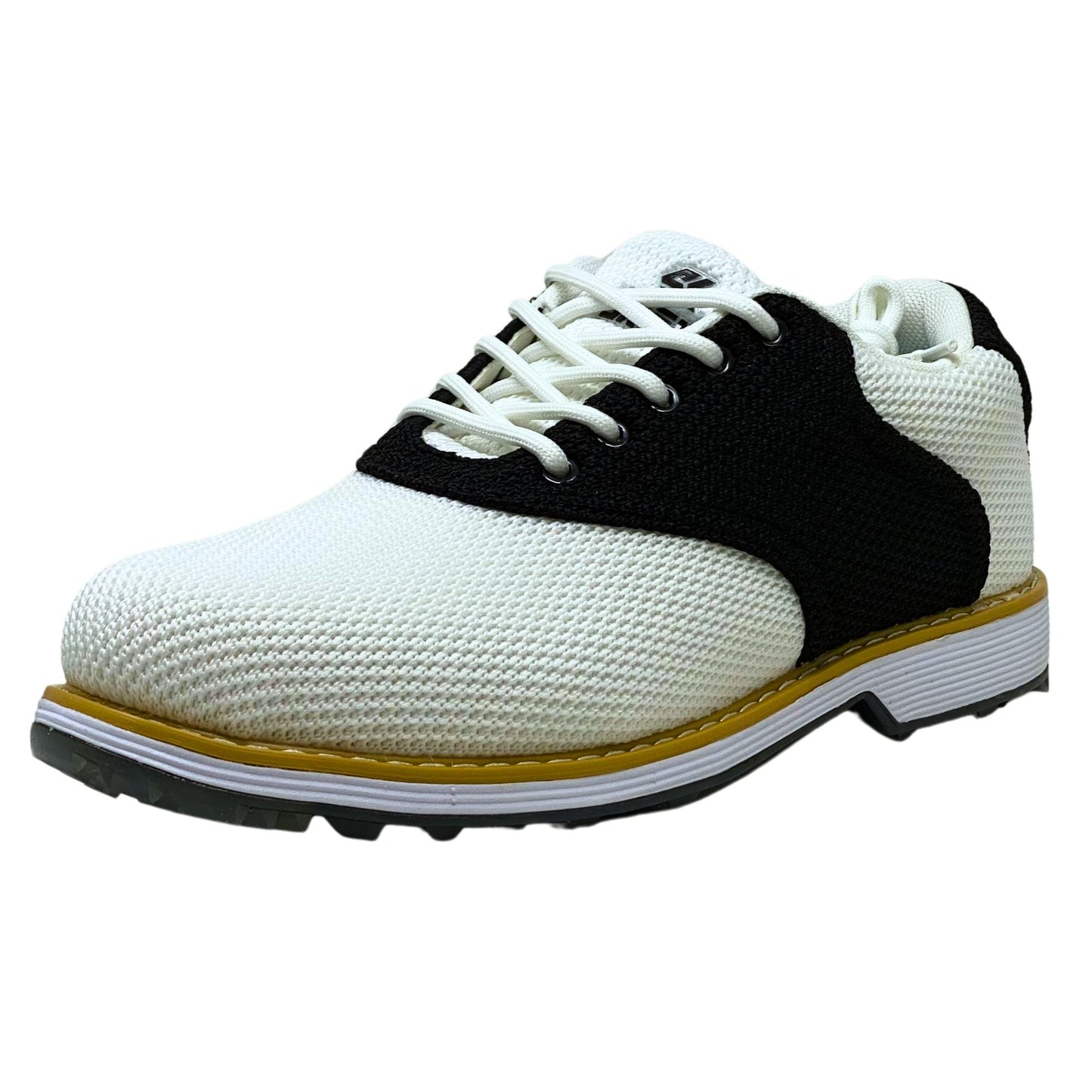 SKŌNI Men's Golf Shoe Waterproof- Black/White Saddle