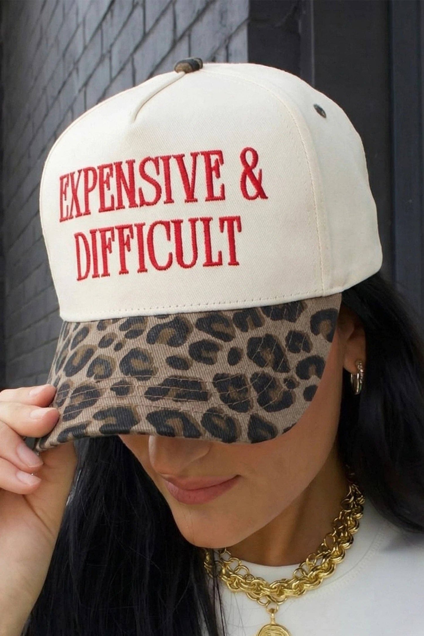 Leopard Print Embroidered Graphic Baseball Cap