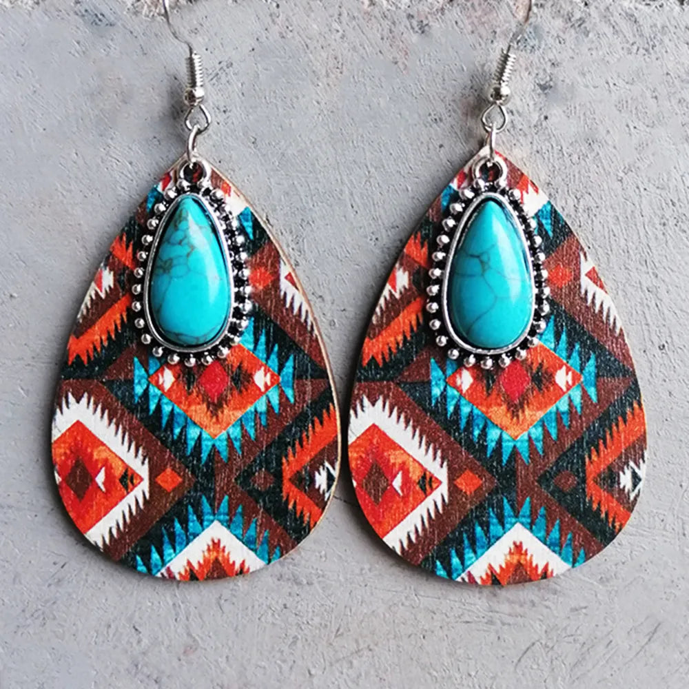 Turquoise Geometric Teardrop Earrings - 3 Styles