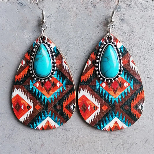 Turquoise Geometric Teardrop Earrings - 3 Styles
