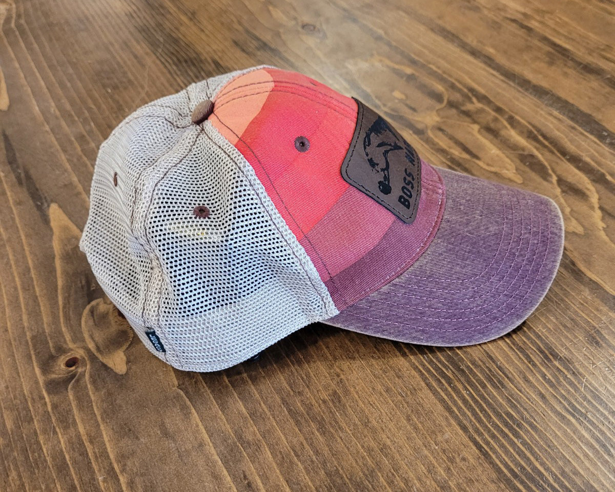 The Boss Mare Logo Leather Patch Hat Vintage Red Stripe