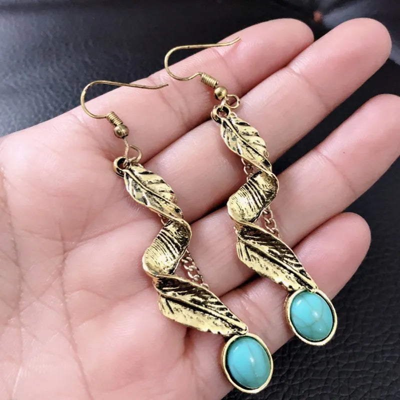 Turquoise Leaf Earrings