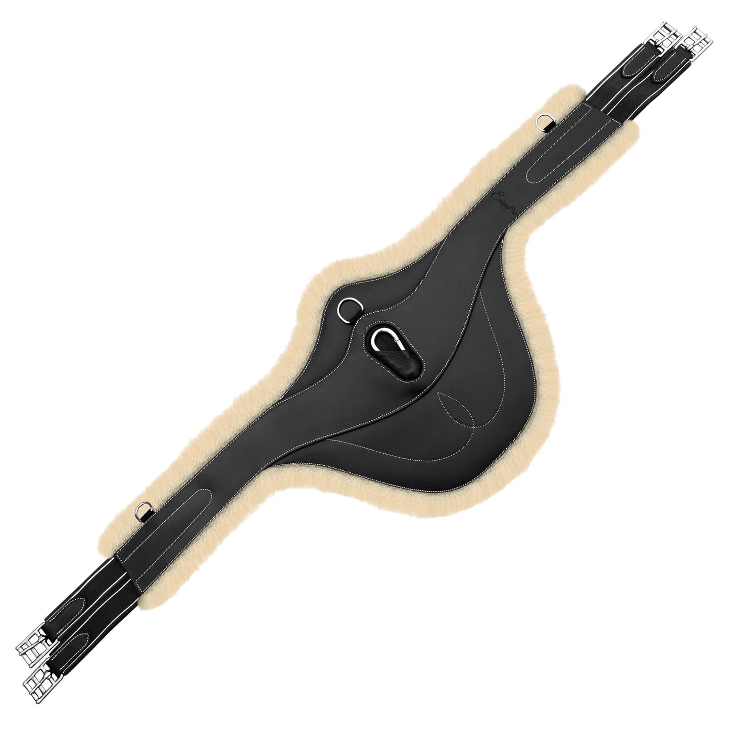 ExionPro Fancy Belly Guard Girth With Snap Hook and Leather/Sheepskin Padding - Matching Elastic