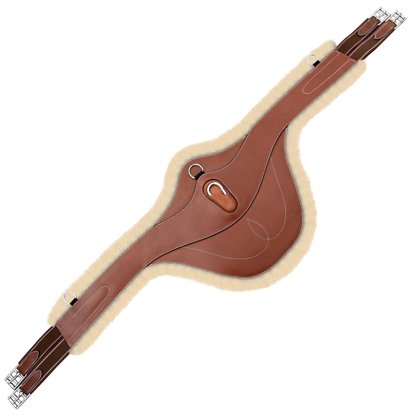 ExionPro Fancy Belly Guard Girth With Snap Hook and Leather/Sheepskin Padding - Matching Elastic