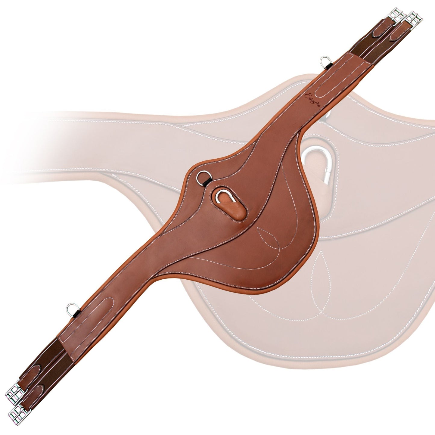 ExionPro Fancy Belly Guard Girth With Snap Hook and Leather/Sheepskin Padding - Matching Elastic