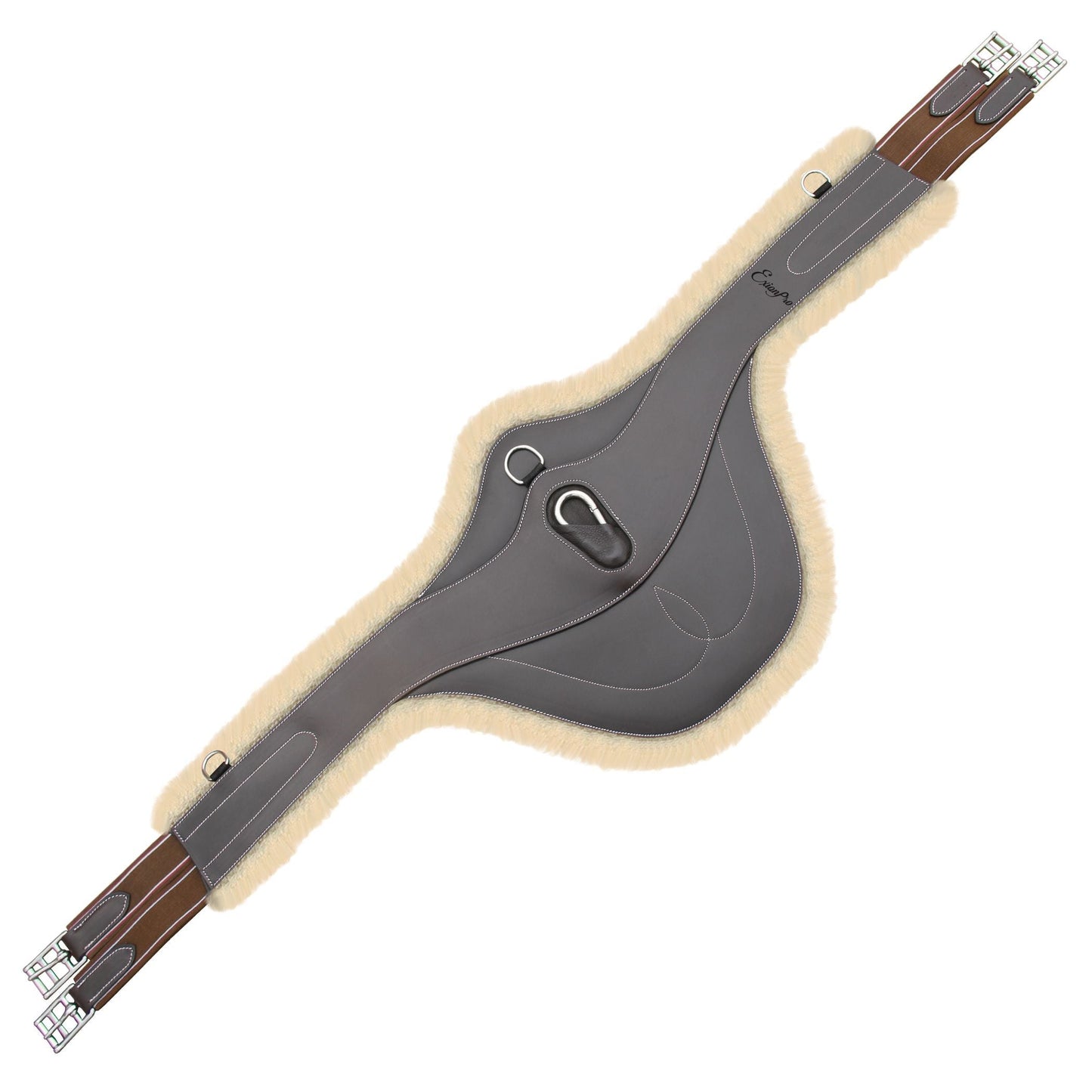 ExionPro Fancy Belly Guard Girth With Snap Hook and Leather/Sheepskin Padding - Matching Elastic