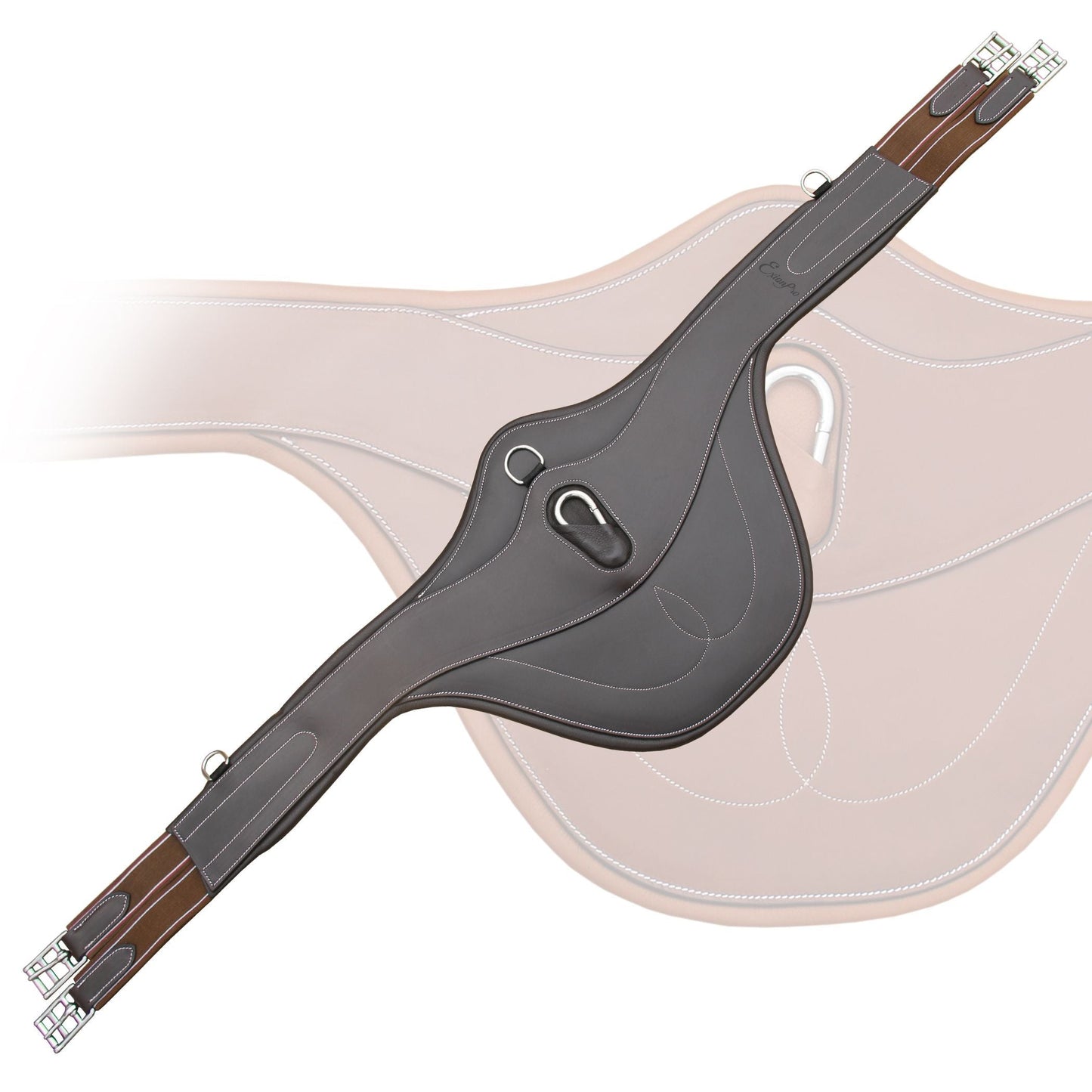 ExionPro Fancy Belly Guard Girth With Snap Hook and Leather/Sheepskin Padding - Matching Elastic