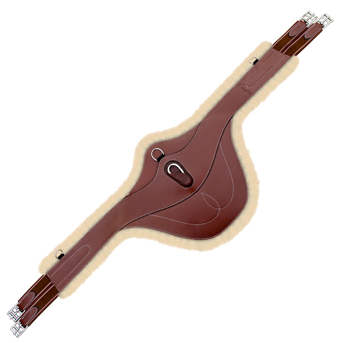 ExionPro Fancy Belly Guard Girth With Snap Hook and Leather/Sheepskin Padding - Matching Elastic