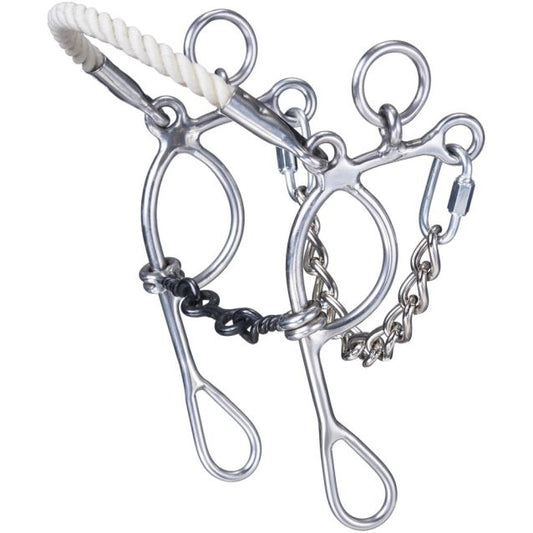 Tough-1 Miniature Combination Rope Nose Hackamore with Twisted Dogbone Gag