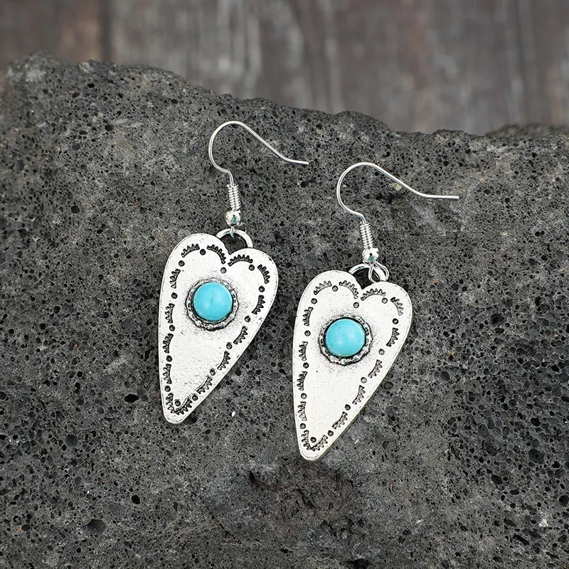 Turquoise Heart Dangle Earrings