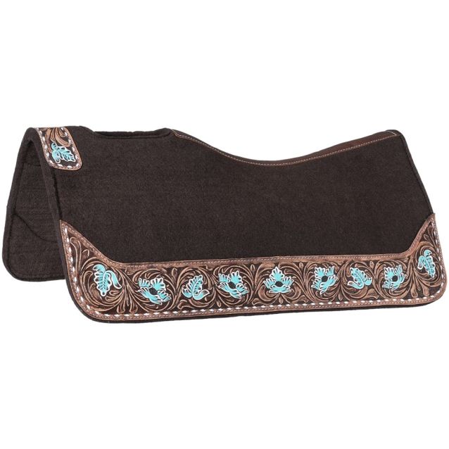 Tough-1 Floral Tooled Contour Felt Saddle Pad
