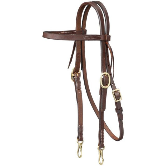 Royal King Harness Leather Browband Headstall with Snap Ends SKU