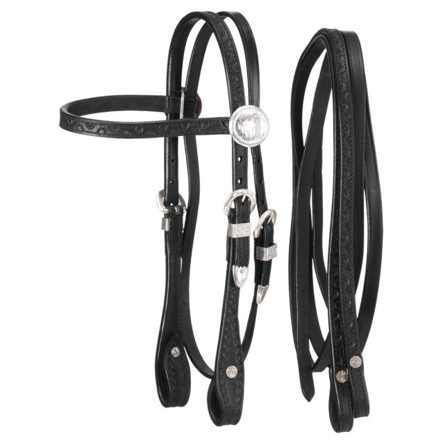 King Series Miniature Silver Browband Headstall with Reins