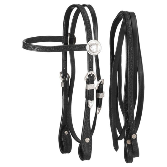 King Series Miniature Silver Browband Headstall with Reins