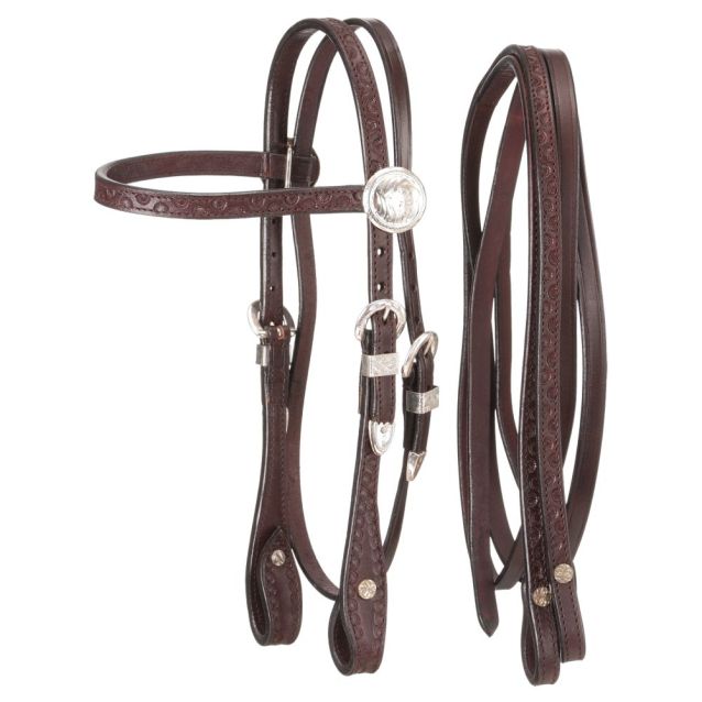 King Series Miniature Silver Browband Headstall with Reins