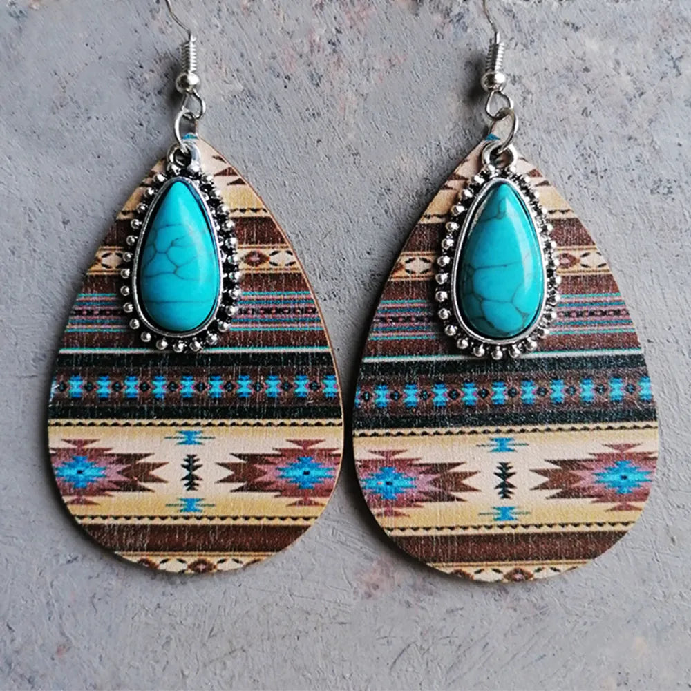 Turquoise Geometric Teardrop Earrings - 3 Styles