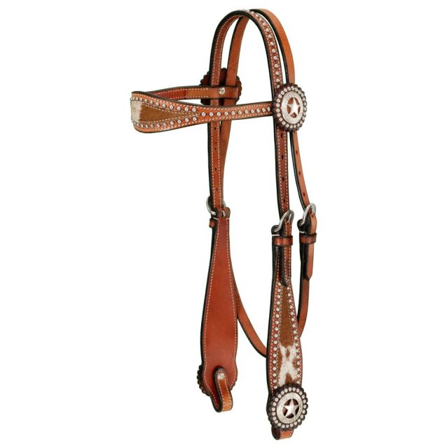 Royal King Browband Headstall with Spotted Hair Overlay