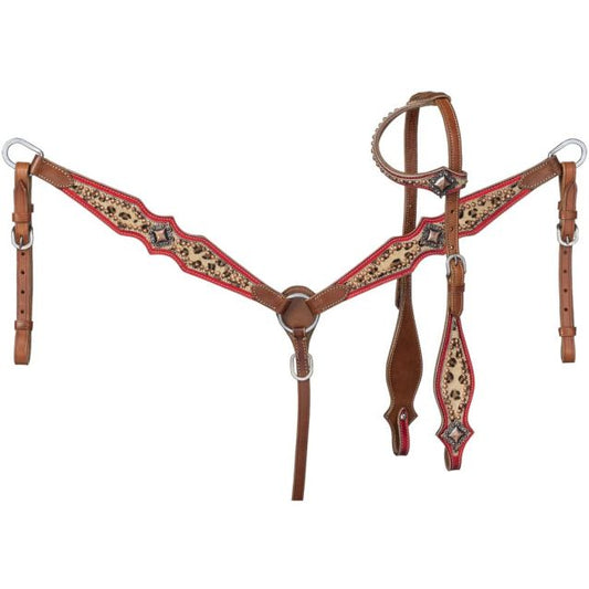 Silver Royal Hair-On Leopard Headstall and Breastcollar Set