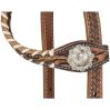 Silver Royal Feather and White Lace Headstall and Breastcollar Set