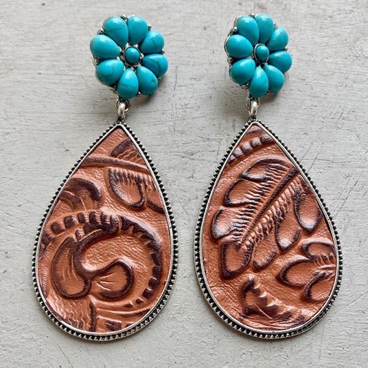 Turquoise Flower Teardrop Earrings - 3 Styles