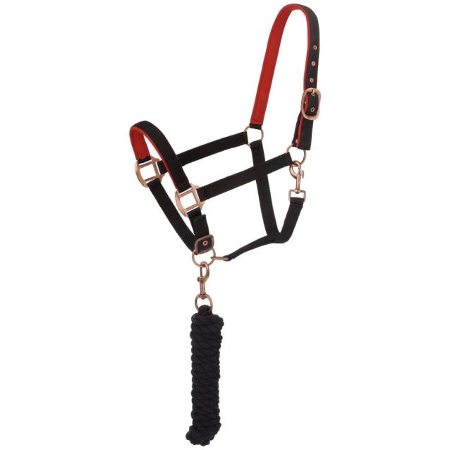 Tough-1 Padded Horse Halter with Antique Hardware and Lead Rope