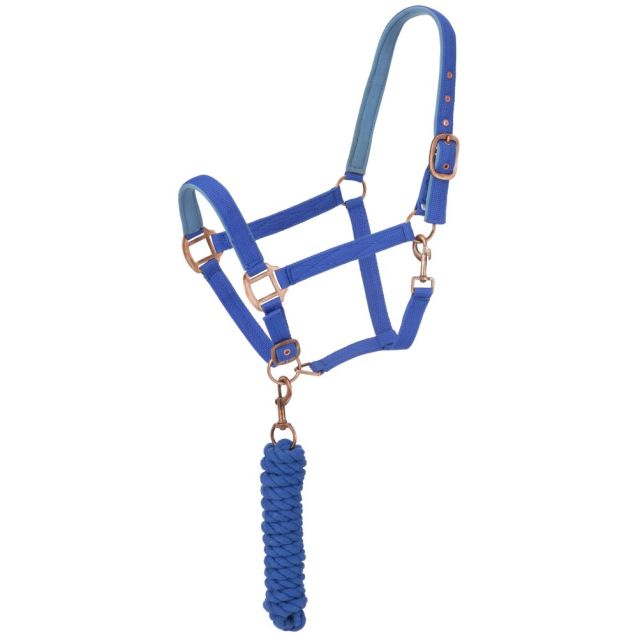 Tough-1 Padded Horse Halter with Antique Hardware and Lead Rope