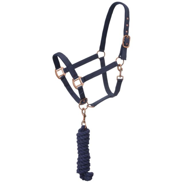 Tough-1 Padded Horse Halter with Antique Hardware and Lead Rope