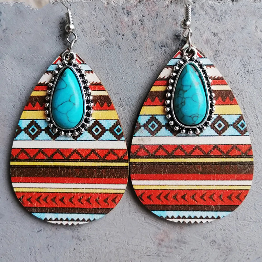 Turquoise Geometric Teardrop Earrings - 3 Styles