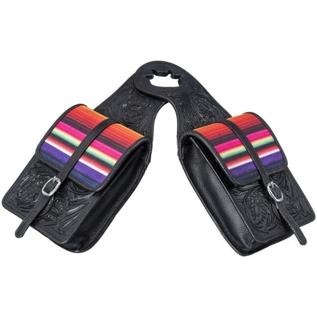 Tough-1 Black Serape Leather Horn Bag