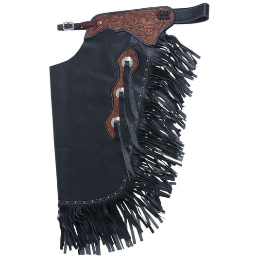 Tough-1 Smooth Leather Chinks with Floral Yoke