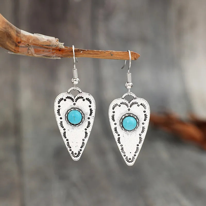 Turquoise Heart Dangle Earrings