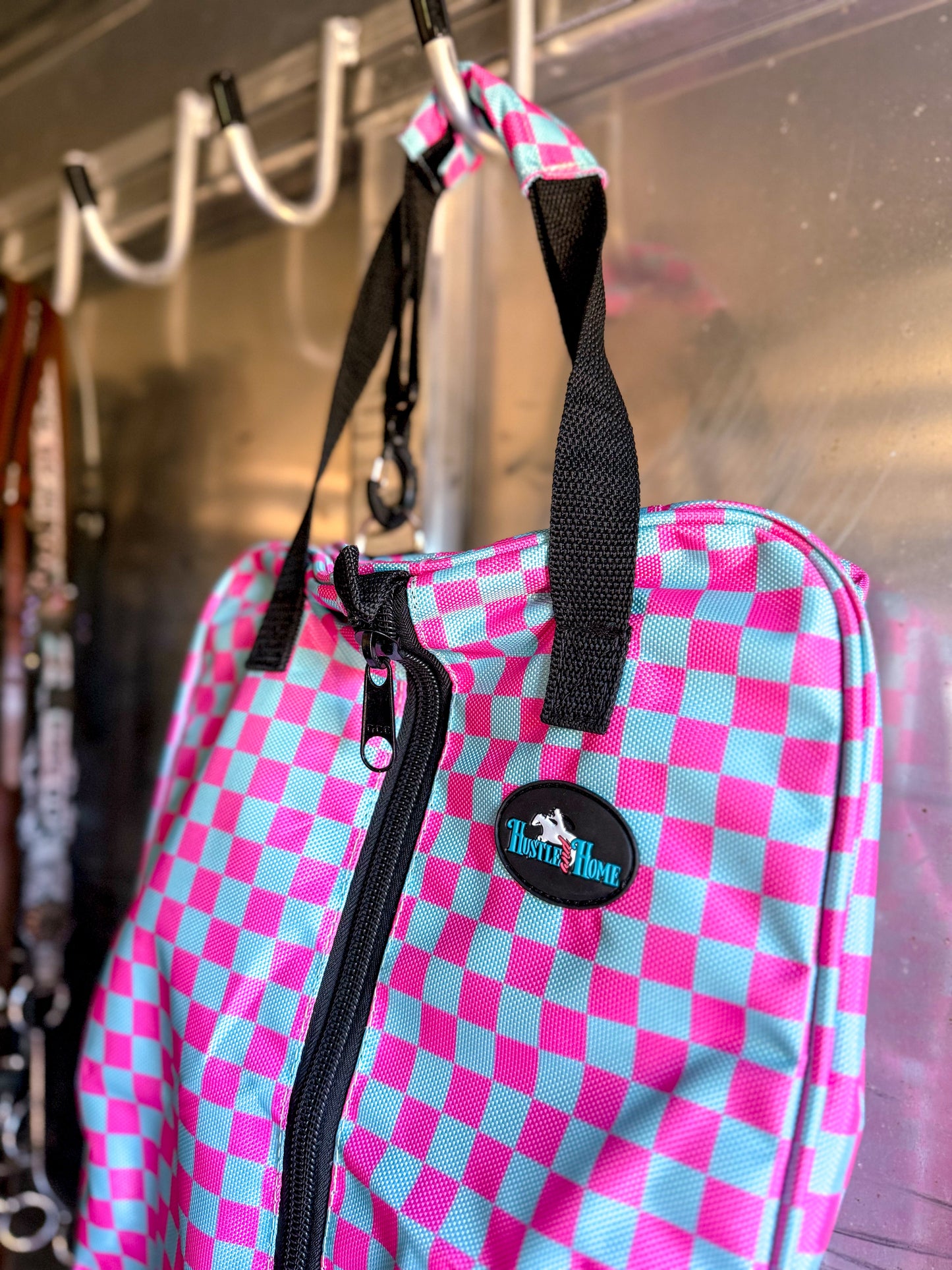 Checks Out (Pink/Turquoise) Luxury Tack Bag