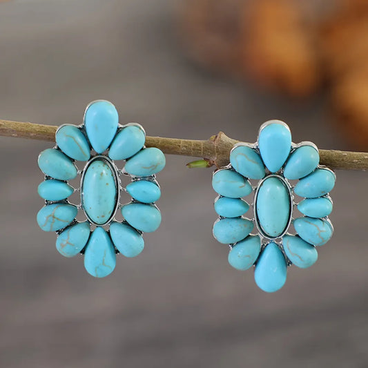 Flower Shape Turquoise Earrings