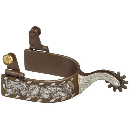 Tough-1 Antique Brown Engraved Buckstitch Spurs