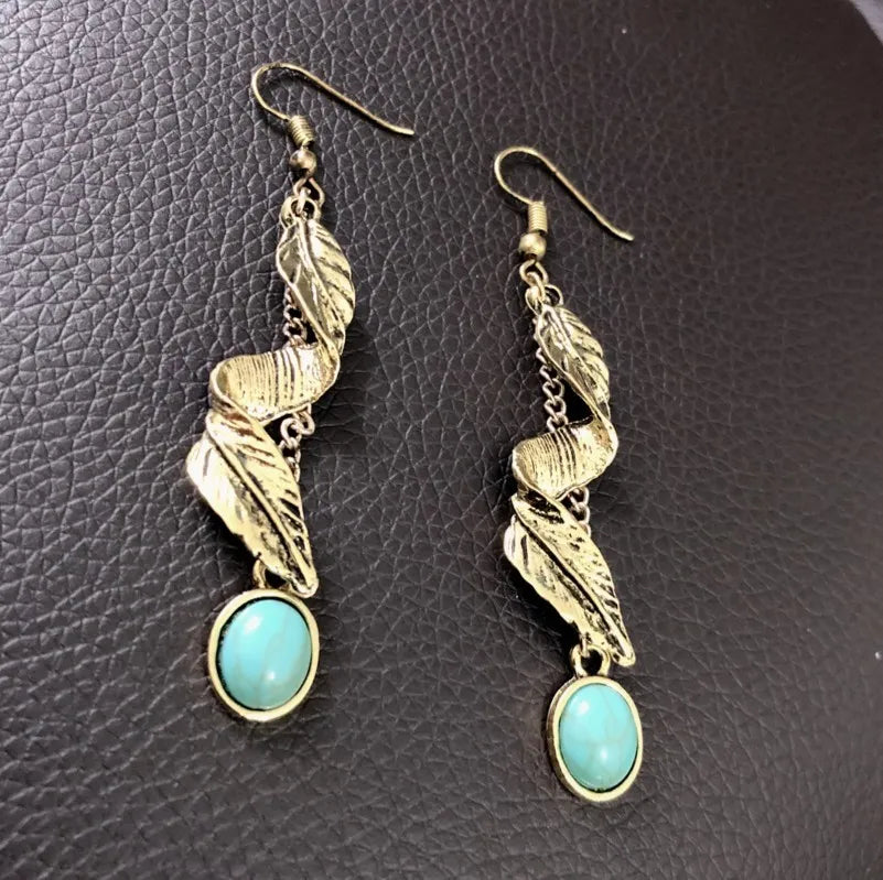 Turquoise Leaf Earrings