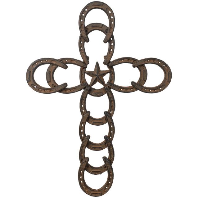 Metal Horseshoe Cross with Star