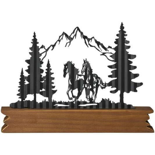 Two Horses / Trees / Mountains Table Top Decor