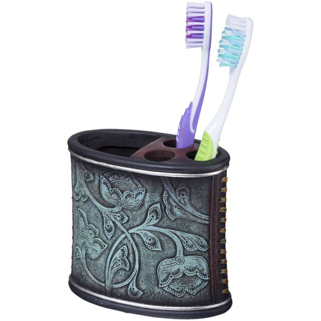 Turquoise Floral Tooth Brush Holder