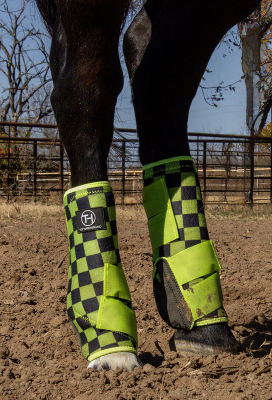 Lime/Black Checkered Sport Boots