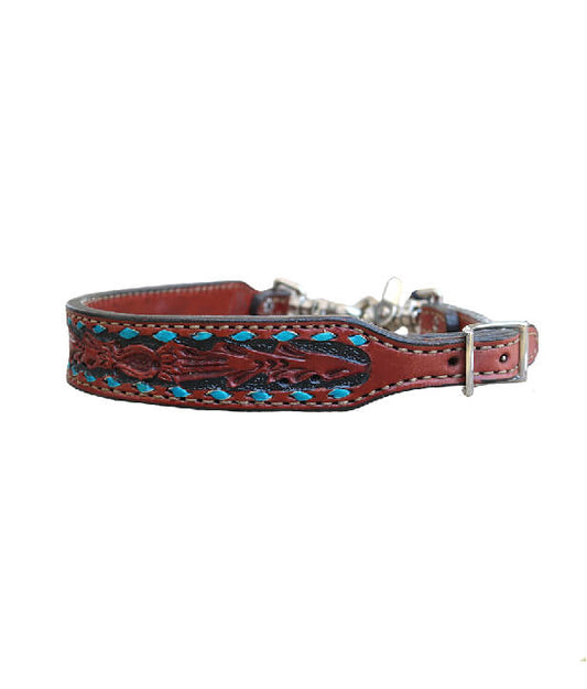 200-TTBS Wither strap toast leather TTBS tooling with buckstitch and background paint