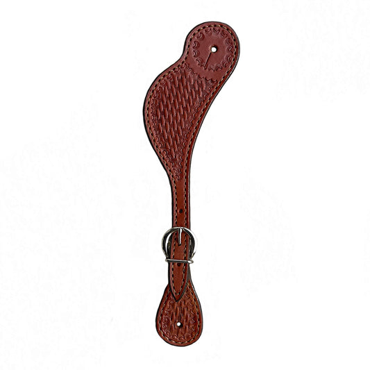 380-TK Men's spur straps toast leather basket tooled