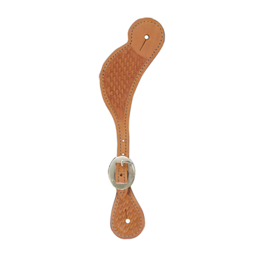 E-380K Elite men's spur straps golden leather basket tooled