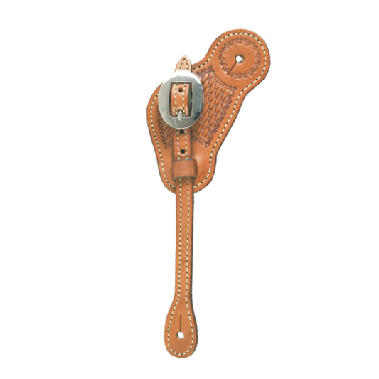 E-384K Elite men's cowboy spur straps golden leather basket tooled