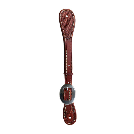 E-387CK Elite men's spur straps toast leather basket tooled