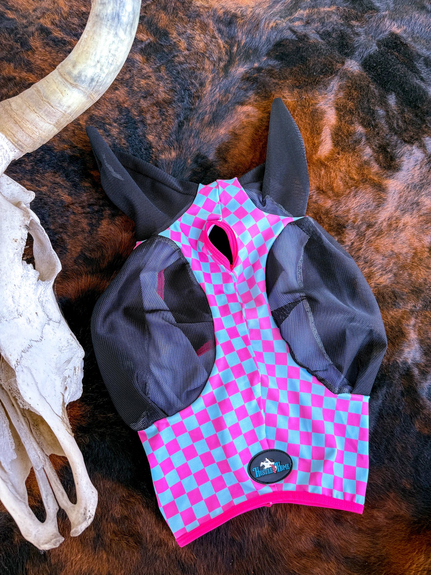 Checks Out (Pink/Turquoise) Fly Mask