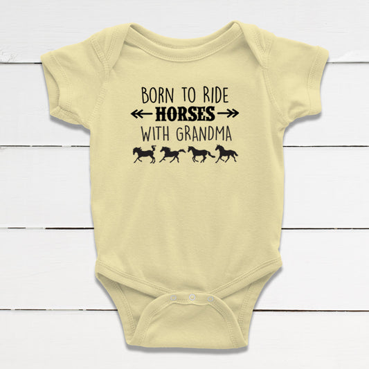 Born to Ride Horses with Grandma Baby Bodysuit