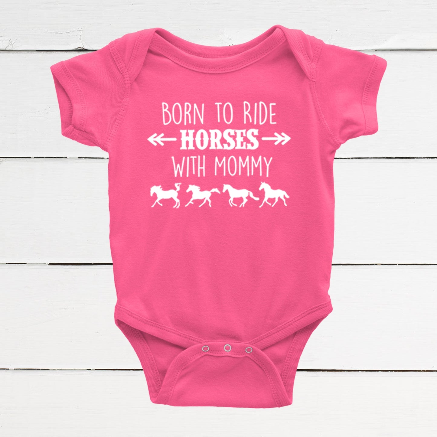 Born to Ride Horses with Mommy Baby Bodysuit